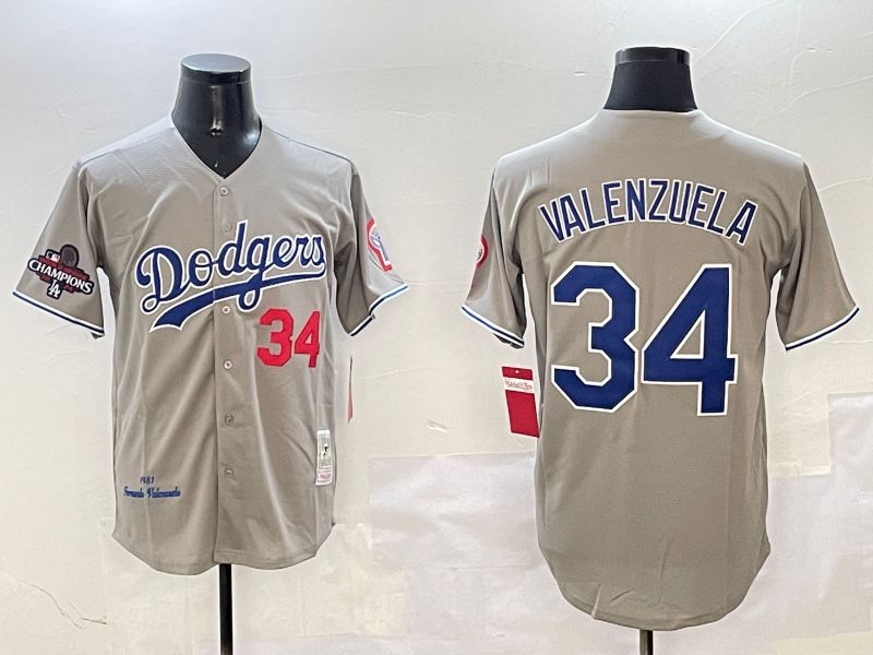 Men Los Angeles Dodgers #34 Valenzuela Grey Throwback Game 2025 Nike MLB Jersey style 3132